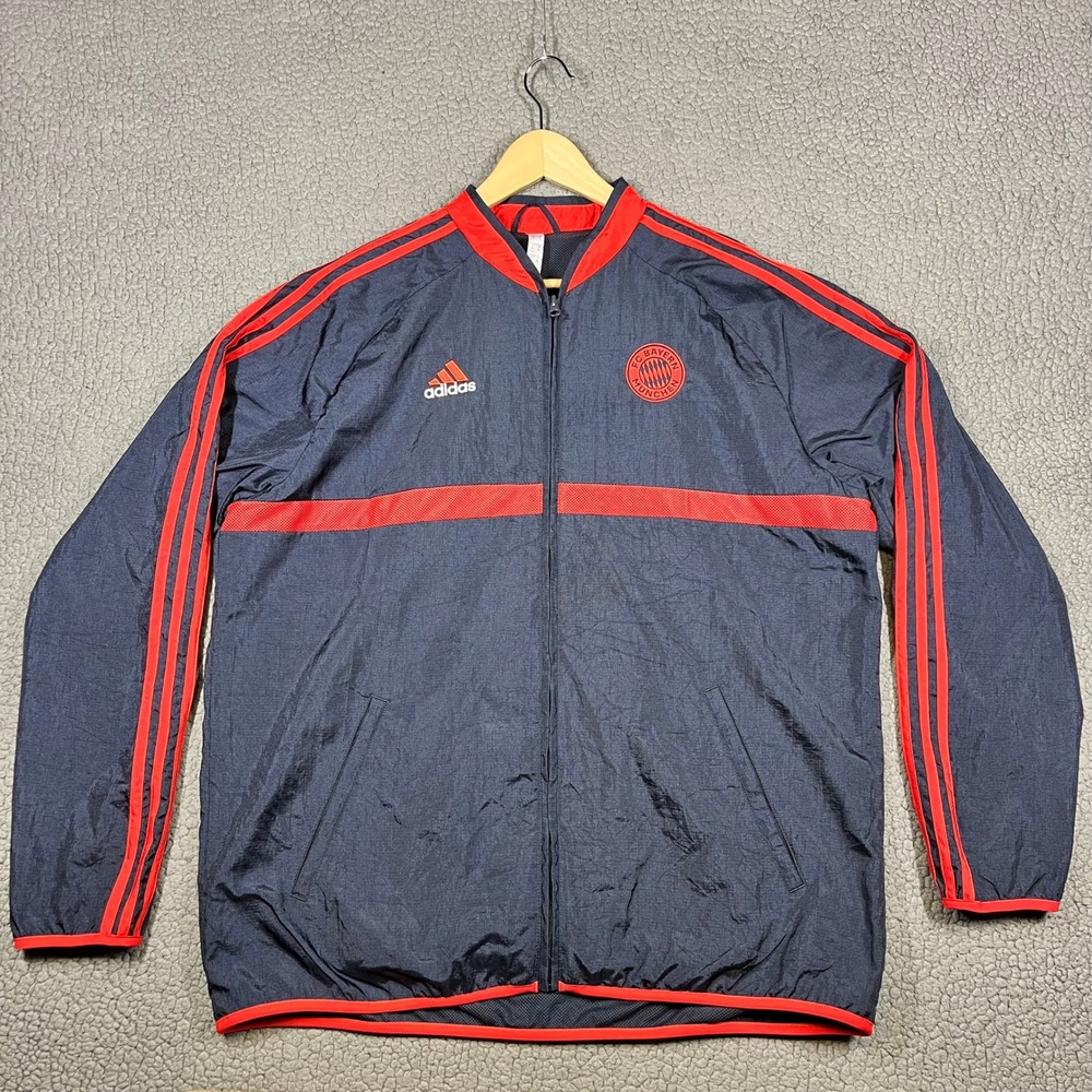 Adidas Bayern Munich Soccer Track Jacket Mens XL Navy Red Full Zip GR0696